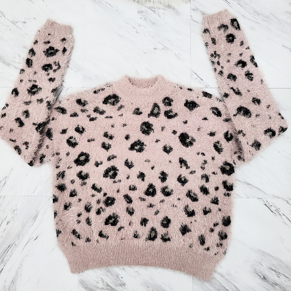 Candie's Leopard Print Fuzzy Sweater